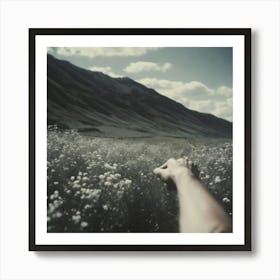 Hand Reaching For Flowers Art Print