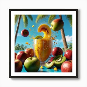 Tropical Fruit Smoothie Art Print