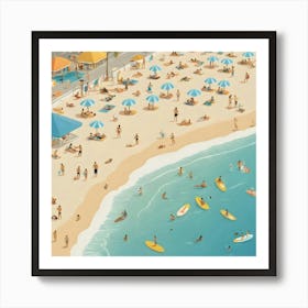 Illustration Of A Beach Scene 4 Art Print