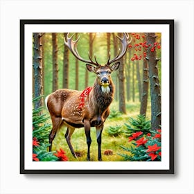 Deer In The Forest 8 Art Print