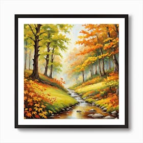 Forest In Autumn In Minimalist Style Square Composition 49 Art Print