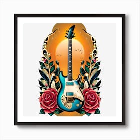 Electric Guitar With Roses 13 Art Print