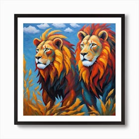 Two Lions Art Print