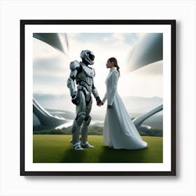 Bride And Groom In Space Art Print