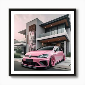 Pink Volkswagen Golf R 1 Poster