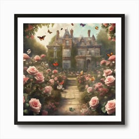 Roses And Butterflies Poster