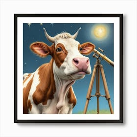 Stargazing Cow Art Print