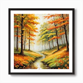 Forest In Autumn In Minimalist Style Square Composition 201 Art Print