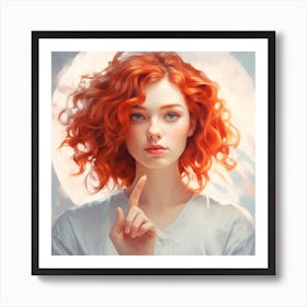 Professorhead A Stunning Red Head Girl Short Woolen Curly Hair 1 Art Print