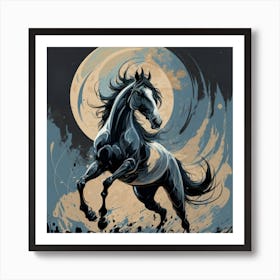 Horse In The Moonlight 1 Art Print