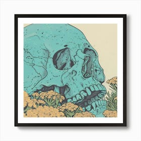 Blue Skull Background Rosicrucian 3 Art Print