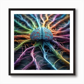 Brain With Colorful Wires 6 Art Print