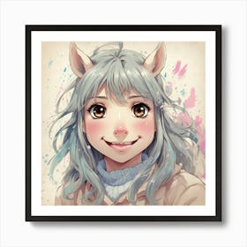 Anime Girl With Horns Art Print