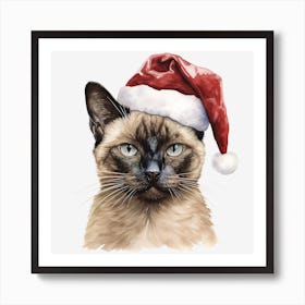 Siamese Cat In Santa Hat 7 Art Print