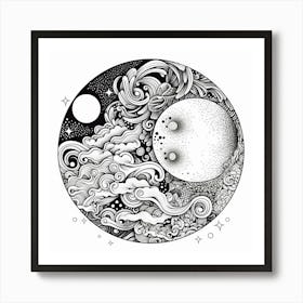 Moon And Clouds 1 Art Print