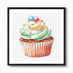 Cupcake Watercolor Illustration 3 Art Print