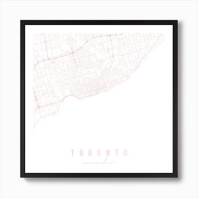 Toronto Canada Light Pink Minimal Street Map Square Art Print