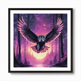 Owl In Flight Art Print