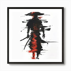 Japanese Ink Samurai Silhouette Art Print