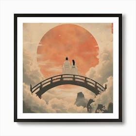 Chinese Couple On A Bridge Art Print