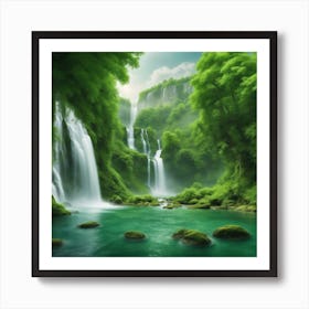 Waterfall - Waterfall Stock Videos & Royalty-Free Footage Art Print