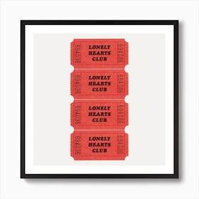 Lonely Hearts Red Square Art Print