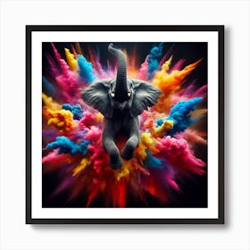 Elephant With Colorful Powder Art Print