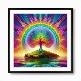 Beautiful rainbow tree of life Art Print