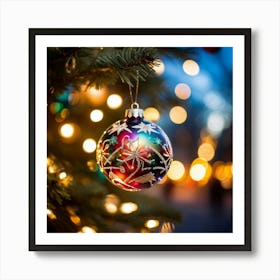 Christmas Ornament On A Tree Art Print