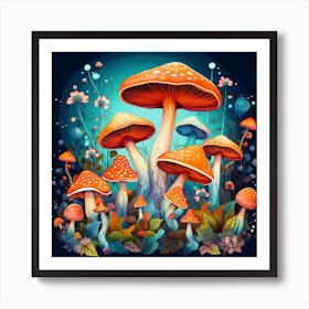 Mushrooms In The Forest 29 Art Print