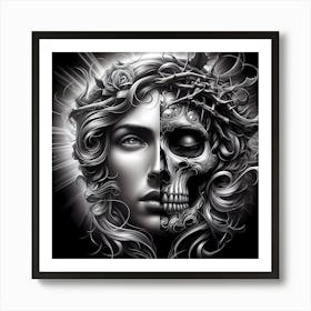 Skull And Roses 1 Art Print