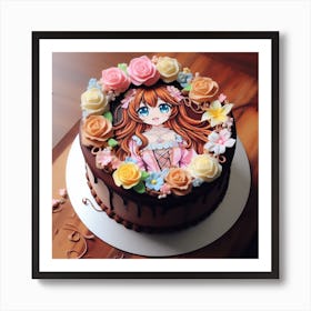 Anime Girl chocolate Cake delight Art Print