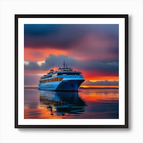 Cruise Ship At Sunset 8 Art Print