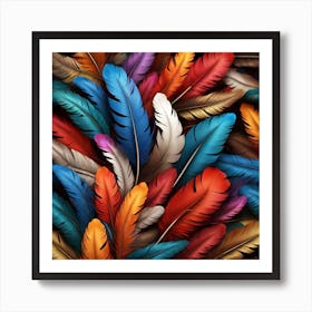 Colorful Feathers Seamless Pattern New Designs 2024 Art Print