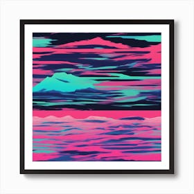 Minimalism Masterpiece, Trace In The Waves To Infinity + Fine Layered Texture + Complementary Cmyk C (43) Art Print