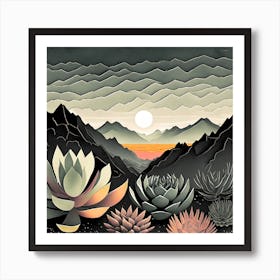 Firefly Beautiful Succulent Landscape With A Cinematic Mountain View Of A Dramatic Sunrise 27599 (3) Art Print