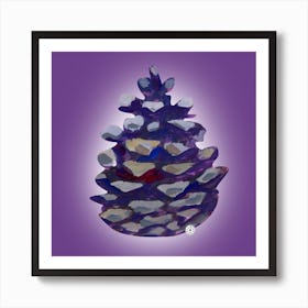 Pine Cone - hand painted square purple lilac minimal living room bedroom Art Print