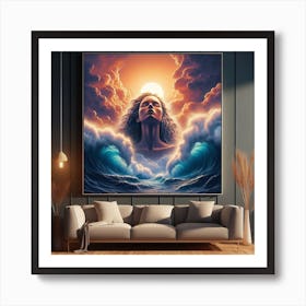 Woman In The Ocean Art Print