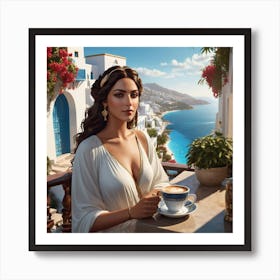 Tunis Street Sidi Bou Said, Coffee , Sea Art Print