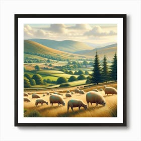 Sheep In The Meadow 1 Art Print