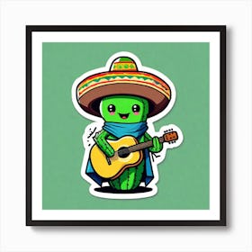 Cactus Playing Guitar 19 Art Print