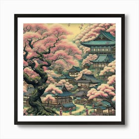 Cherry Blossom Trees In Full Bloom (11) Art Print