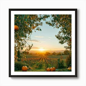 An Isolated Rustic Natural View Of A Bountiful Garden In Autumn Where A Plethora Of Verdant Pumpk Art Print