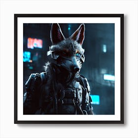 Cyberpunk dog Art Print