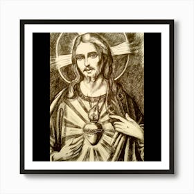 Jesus Shows His Sacred Heart Art Print