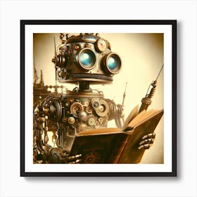 Robot Reading Art Print
