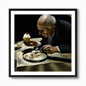 Man With A Magnifying Glass Art Print
