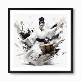 Artjuicebycsaba Close Up Style Minimalist Zen Japanese Noh Thea D2442c53 Fb66 4ca4 B3a3 D0c7773a519a Denoised Upscaled X4 Art Print