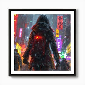 Girl Walking In The Snow Art Print