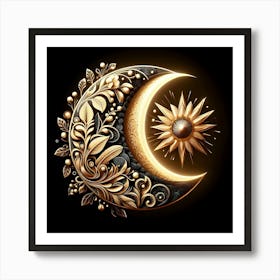 Golden Crescent With Sun Art Print